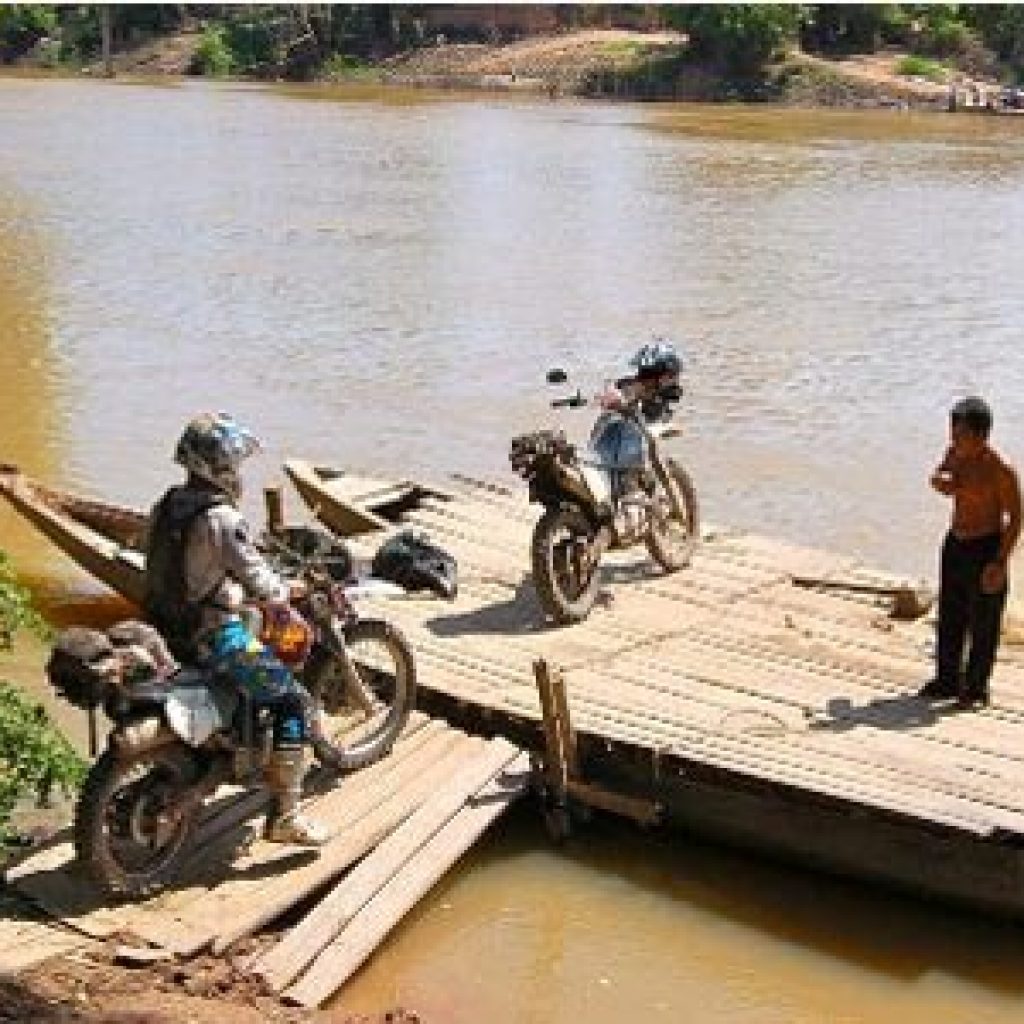 Cambodia Motorbike Tours - Bike Crossing