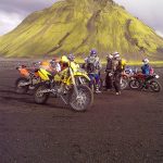 Group of bikes on dirt tracks in Iceland