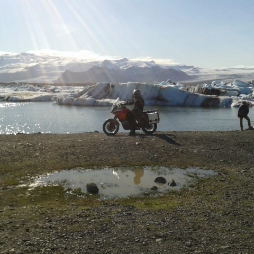 Rider by the glacier in Iceland